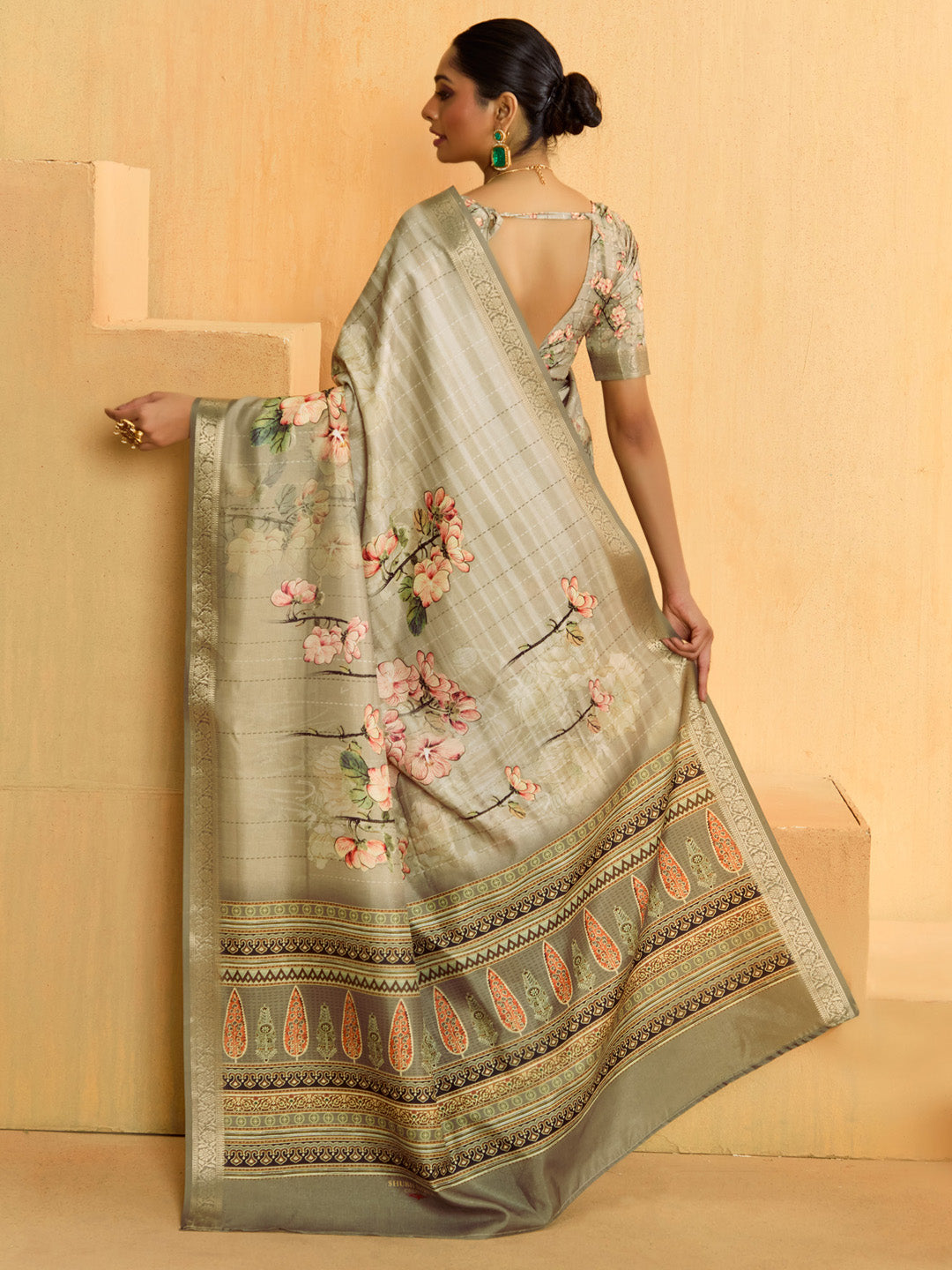 NOZ2TOZ Women's Tussar Silk Sea Green Woven Design Designer Saree With Blouse Piece - Distacart