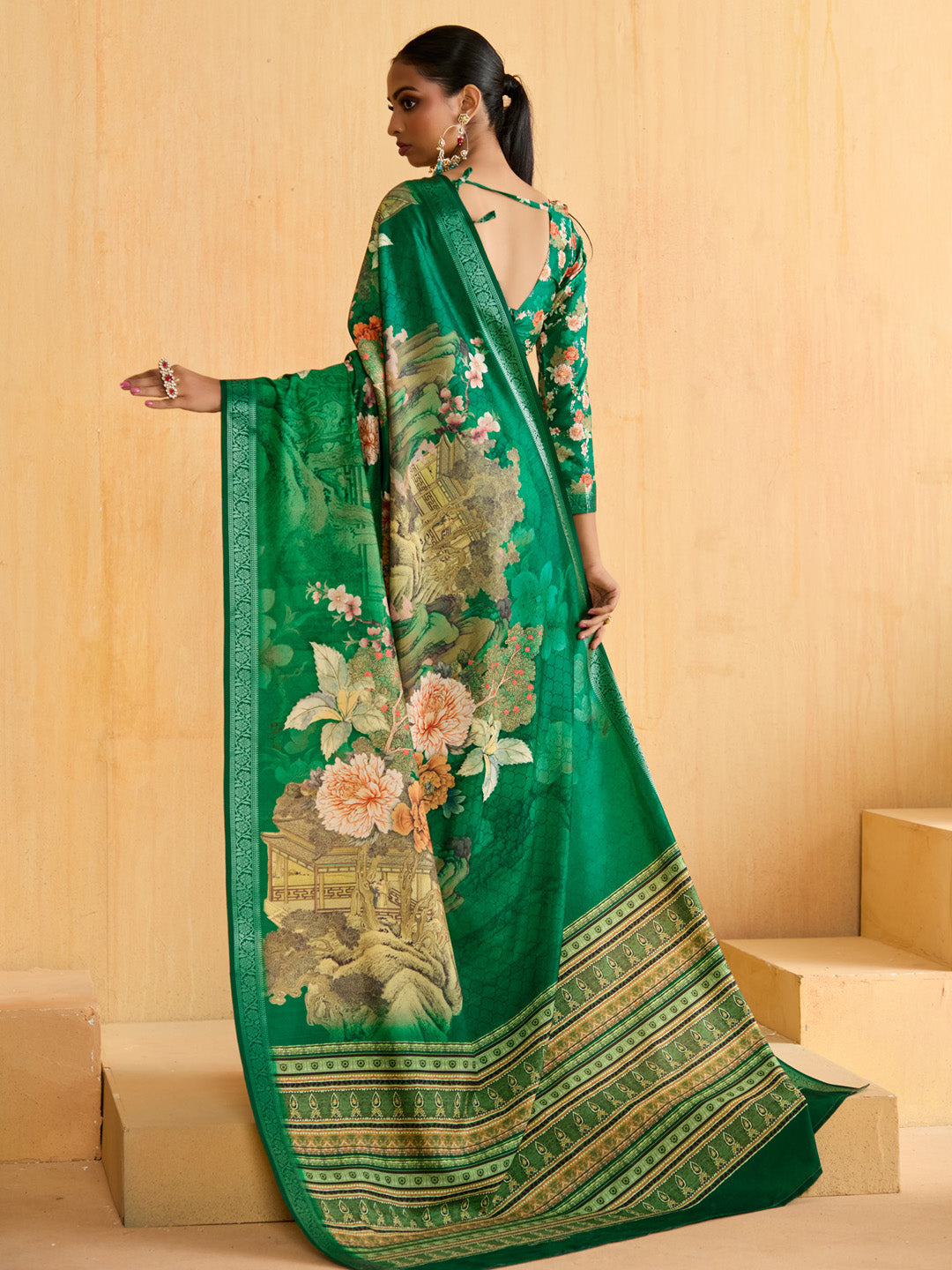 NOZ2TOZ Women's Tussar Silk Teal green Woven Design Designer Saree With Blouse Piece - Distacart