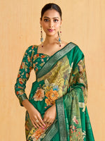 Thumbnail for NOZ2TOZ Women's Tussar Silk Teal green Woven Design Designer Saree With Blouse Piece - Distacart