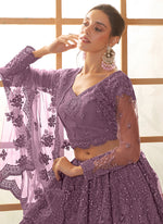 Thumbnail for Vegaa Fashion Light Purple Net Thread Work Wedding Lehenga