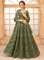 Thumbnail for Vegaa Fashion Mehendi Net Thread Work Wedding Lehenga