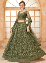 Thumbnail for Vegaa Fashion Mehendi Net Thread Work Wedding Lehenga