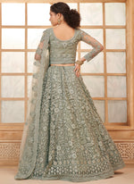 Thumbnail for Vegaa Fashion Grey Net Thread Work Wedding Lehenga
