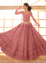 Thumbnail for Vegaa Fashion Peach Net Thread Work Wedding Lehenga