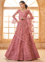 Thumbnail for Vegaa Fashion Peach Net Thread Work Wedding Lehenga