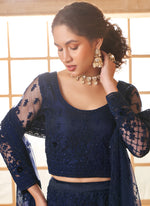 Thumbnail for Vegaa Fashion Blue Net Thread Work Wedding Lehenga