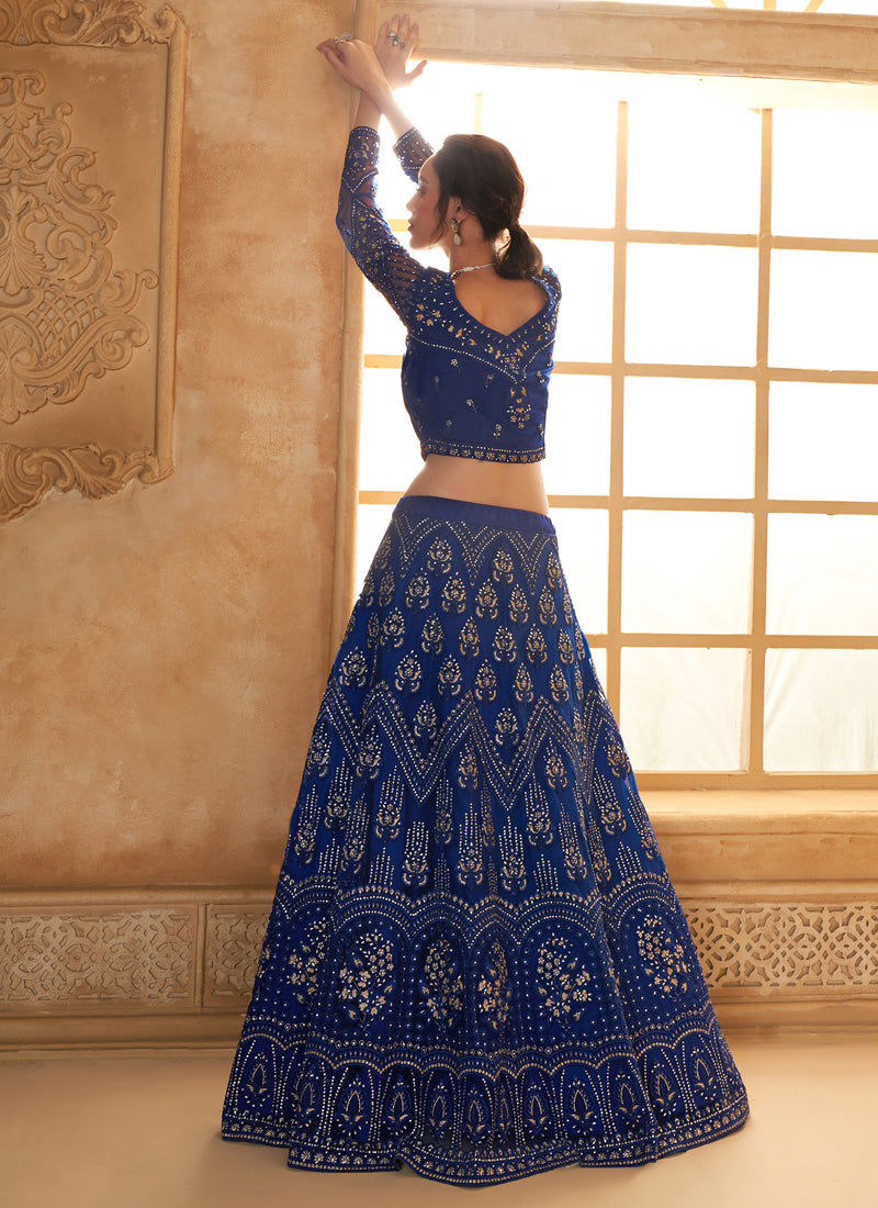 Vegaa Fashion Blue Net Thread Work Wedding Lehenga