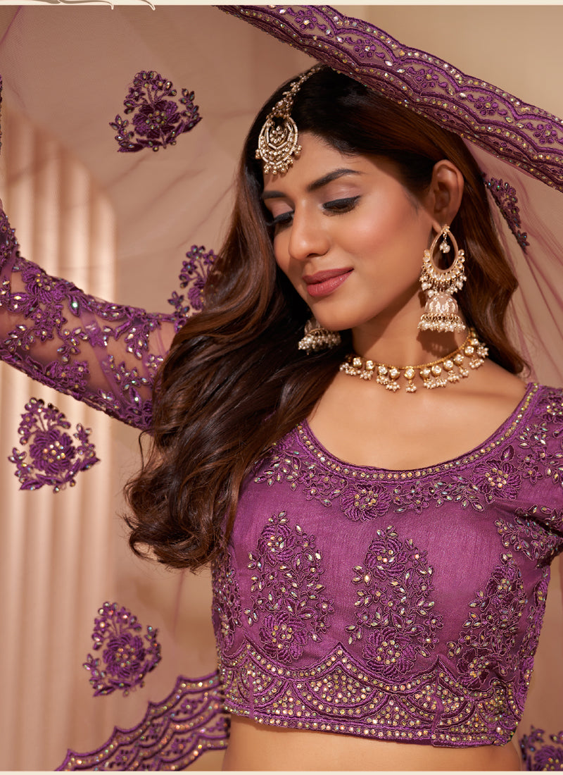 Vegaa Fashion Onion Pink Net Embroidery Designer Lehenga Choli