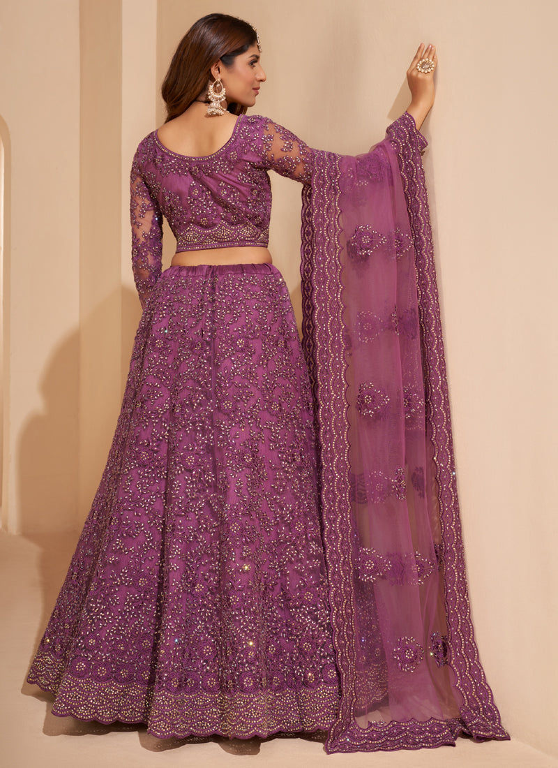 Vegaa Fashion Onion Pink Net Embroidery Designer Lehenga Choli