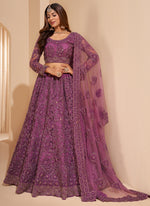 Thumbnail for Vegaa Fashion Onion Pink Net Embroidery Designer Lehenga Choli