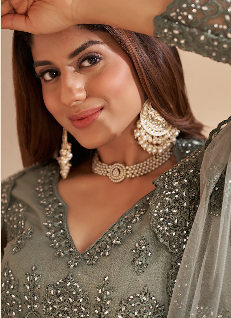 Vegaa Fashion Lime Green Net Embroidery Designer Lehenga Choli