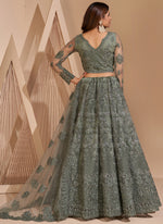 Thumbnail for Vegaa Fashion Lime Green Net Embroidery Designer Lehenga Choli