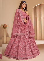 Thumbnail for Vegaa Fashion Peach Net Embroidery Designer Lehenga Choli
