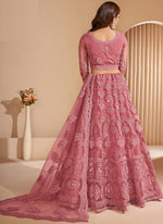 Thumbnail for Vegaa Fashion Peach Net Embroidery Designer Lehenga Choli