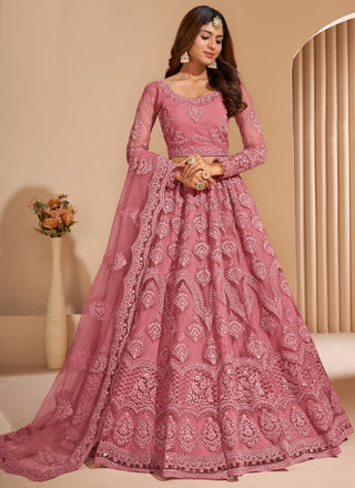 Vegaa Fashion Peach Net Embroidery Designer Lehenga Choli