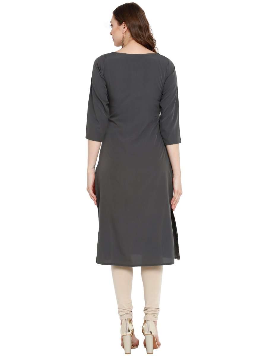 Ahalyaa Women Grey Printed Straight Kurta - Distacart