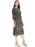 Thumbnail for Ahalyaa Women Grey Printed Straight Kurta - Distacart