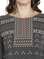 Thumbnail for Ahalyaa Women Grey Printed Straight Kurta - Distacart
