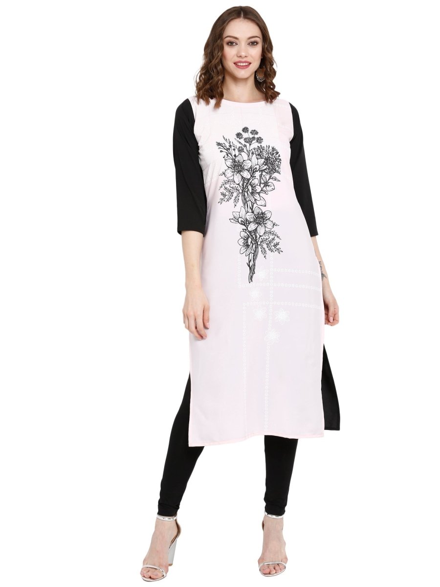 Ahalyaa Women Pink Printed Straight Kurta - Distacart