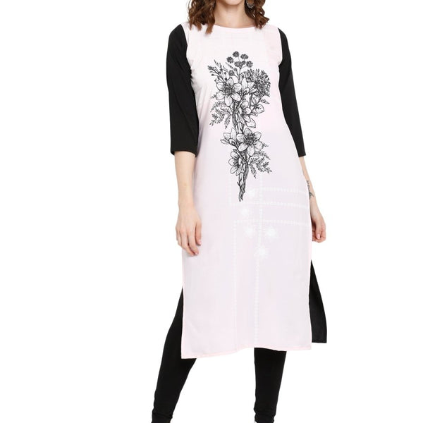 Ahalyaa Women Pink Printed Straight Kurta - Distacart