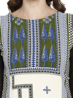 Thumbnail for Ahalyaa Women Black & Cream-Coloured Printed Straight KurtI - Distacart
