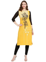 Thumbnail for Ahalyaa Women Yellow Printed Straight Kurta - Distacart