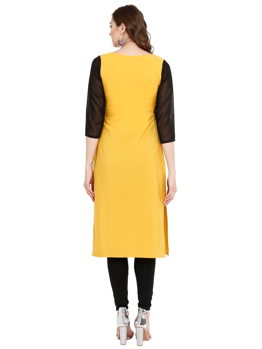 Ahalyaa Women Yellow Printed Straight Kurta - Distacart