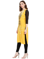 Thumbnail for Ahalyaa Women Yellow Printed Straight Kurta - Distacart