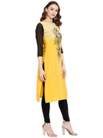 Thumbnail for Ahalyaa Women Yellow Printed Straight Kurta - Distacart