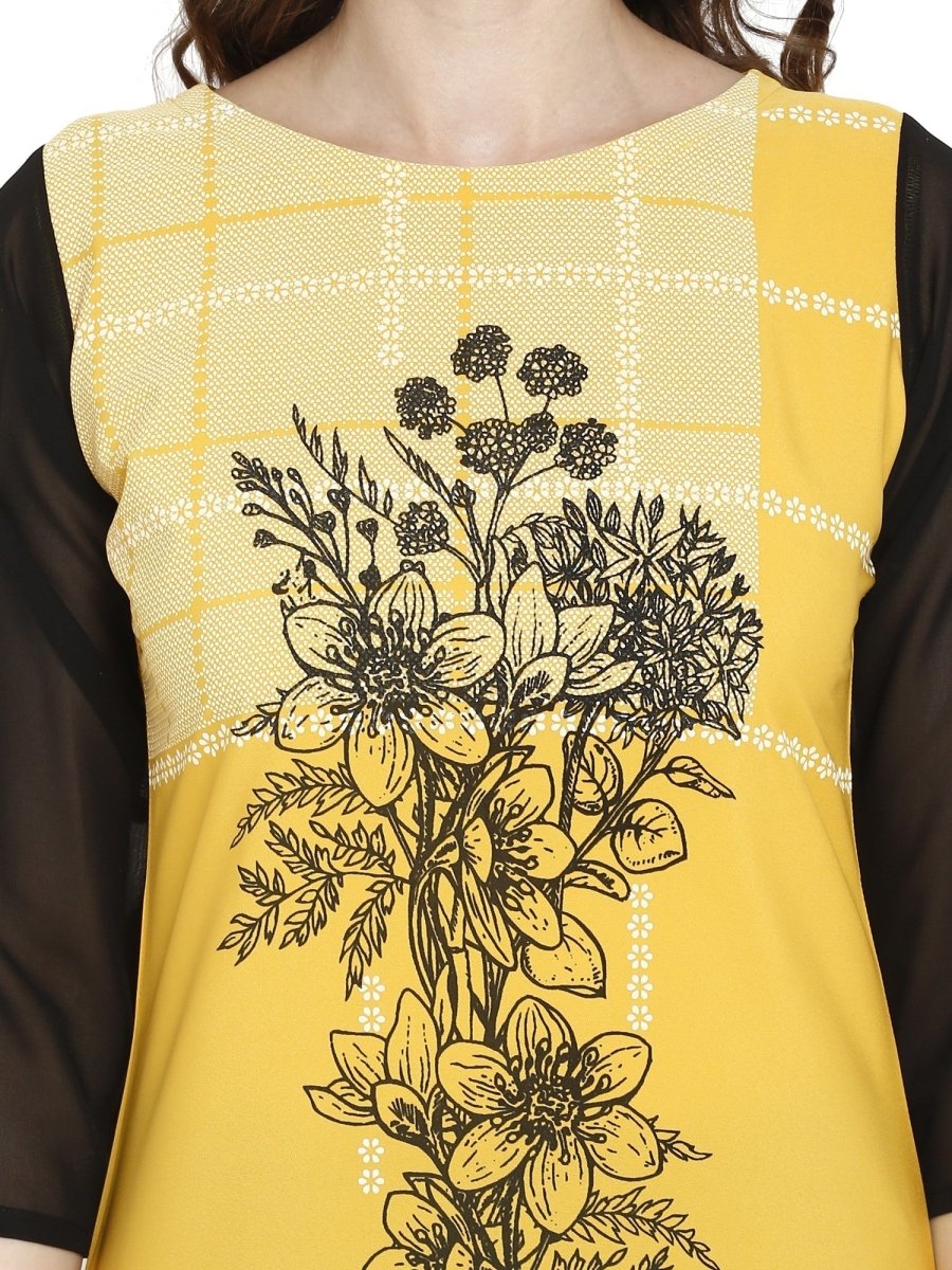 Ahalyaa Women Yellow Printed Straight Kurta - Distacart