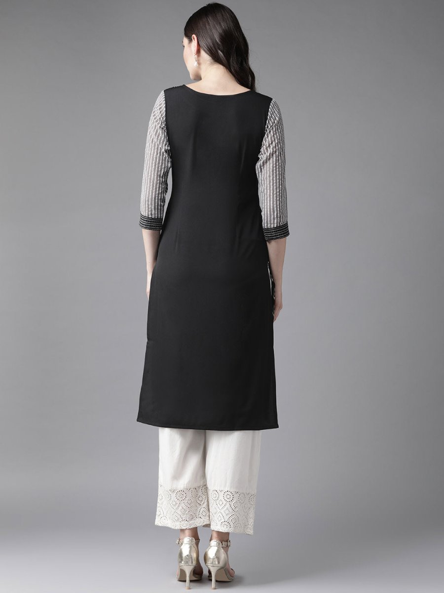 Ahalyaa Women's Black Straight Kurta