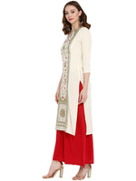 Thumbnail for Ahalyaa Women Cream-Coloured Printed Straight Kurta - Distacart