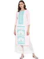 Thumbnail for Ahalyaa Women Pink Printed Straight Kurta - Distacart