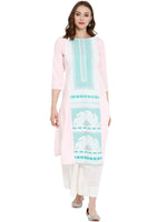 Thumbnail for Ahalyaa Women Pink Printed Straight Kurta - Distacart