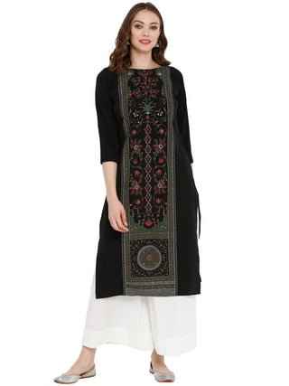 Ahalyaa Women Self Design Crepe Straight Beautiful Kurta