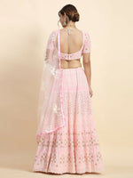 Thumbnail for Jyoti Fashion Stunning Baby Pink Faux Georgette 3MM Sequins with Thread & Jari Embroidery Lehenga Choli with Dupatta - Distacart