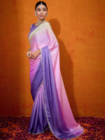 Thumbnail for NOZ2TOZ Women's Satin Silk Pink Embellished Designer Saree With Blouse Piece - Distacart