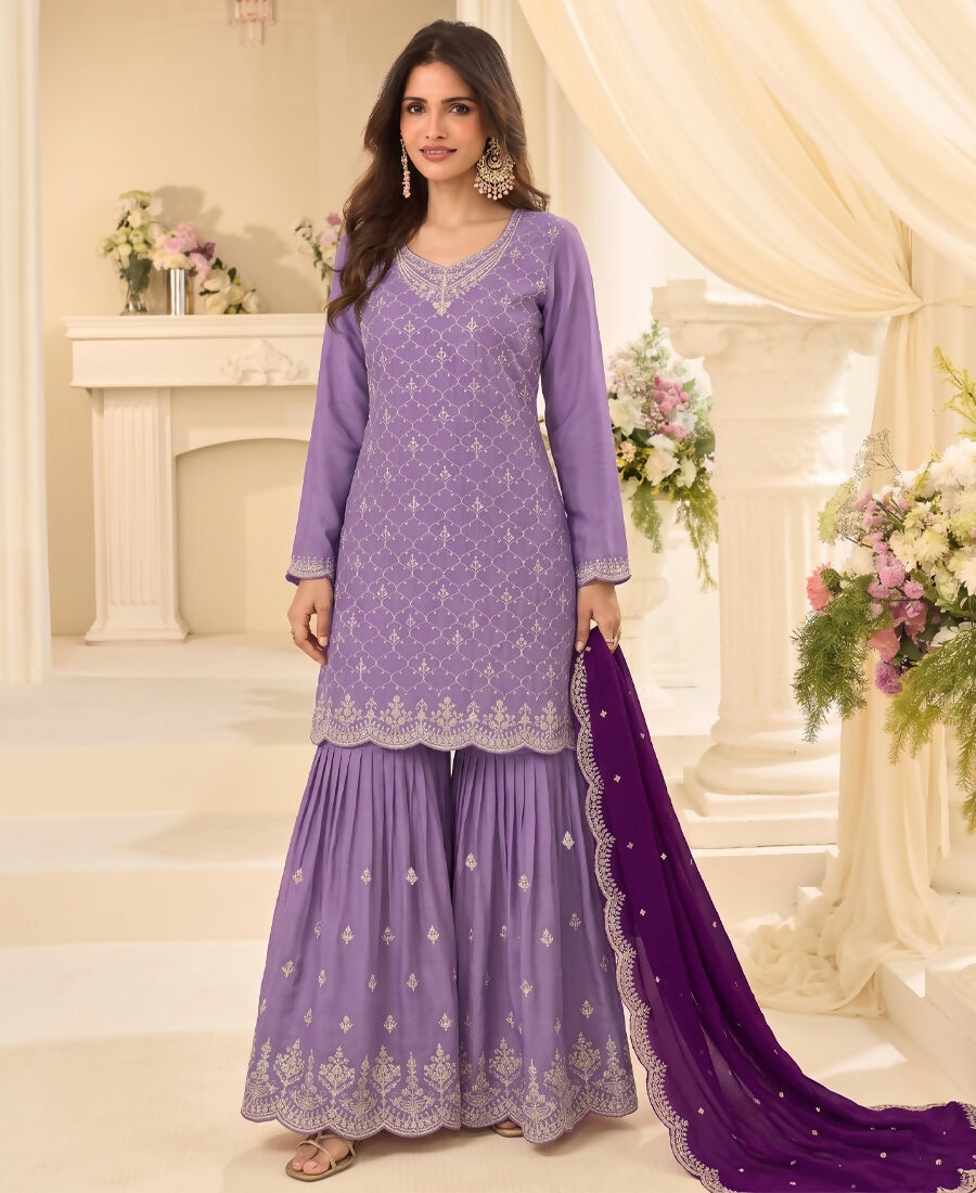 KC Designer Lilac 3 Piece Salwar Suit For Women Indian Wear - Dista