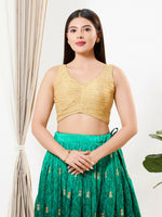 Thumbnail for Joban Fashion Light Gold Tissue Padded Blouse With V Neck Sleeveless - Distacart