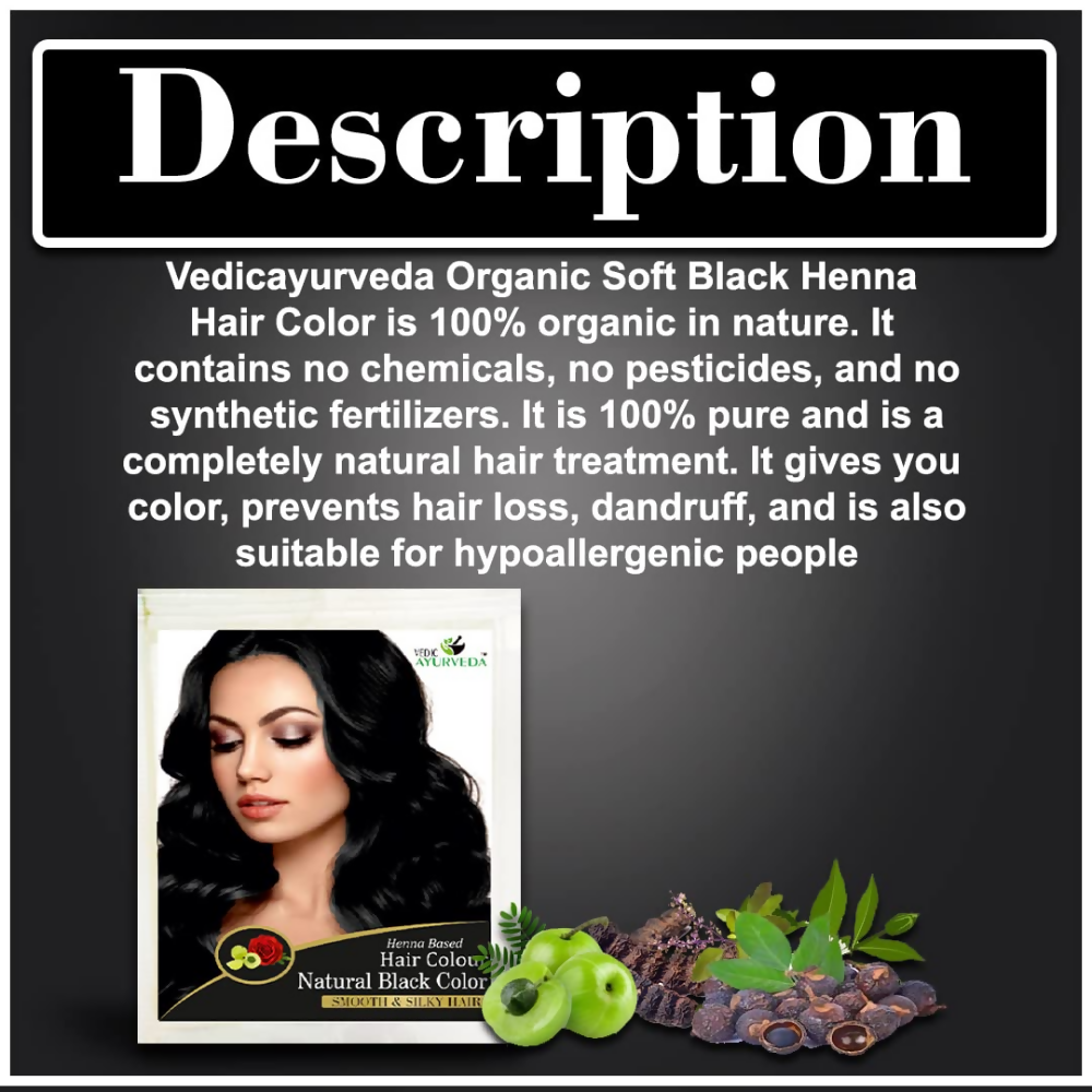 VedicAyurveda Henna Hair Color - Black - Dista