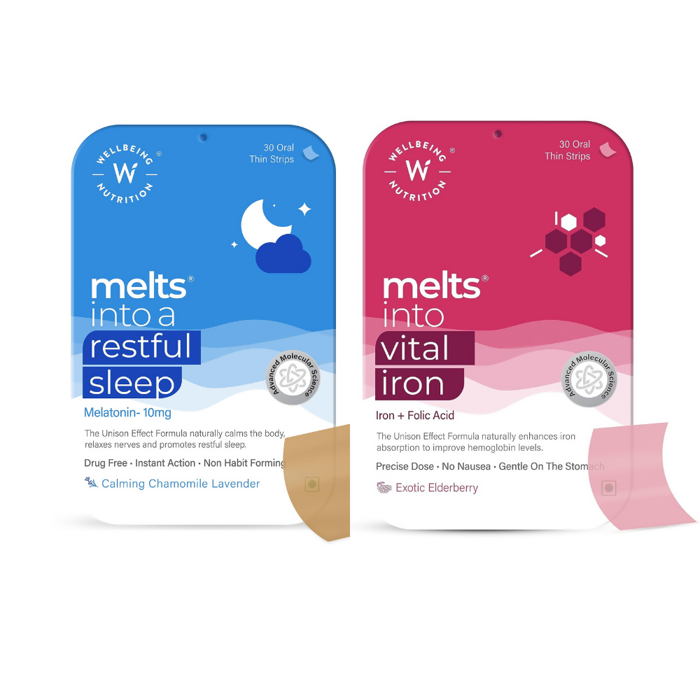 Wellbeing Nutrition Melts Restful Sleep & Melts Vital Iron Oral Strips Combo - Distacart