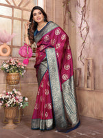 Thumbnail for Joban Fashion Magenta Banarasi Soft Silk Woven Saree