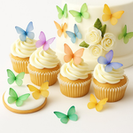 Thumbnail for multicolor pack of 56 edible wafer paper butterflies