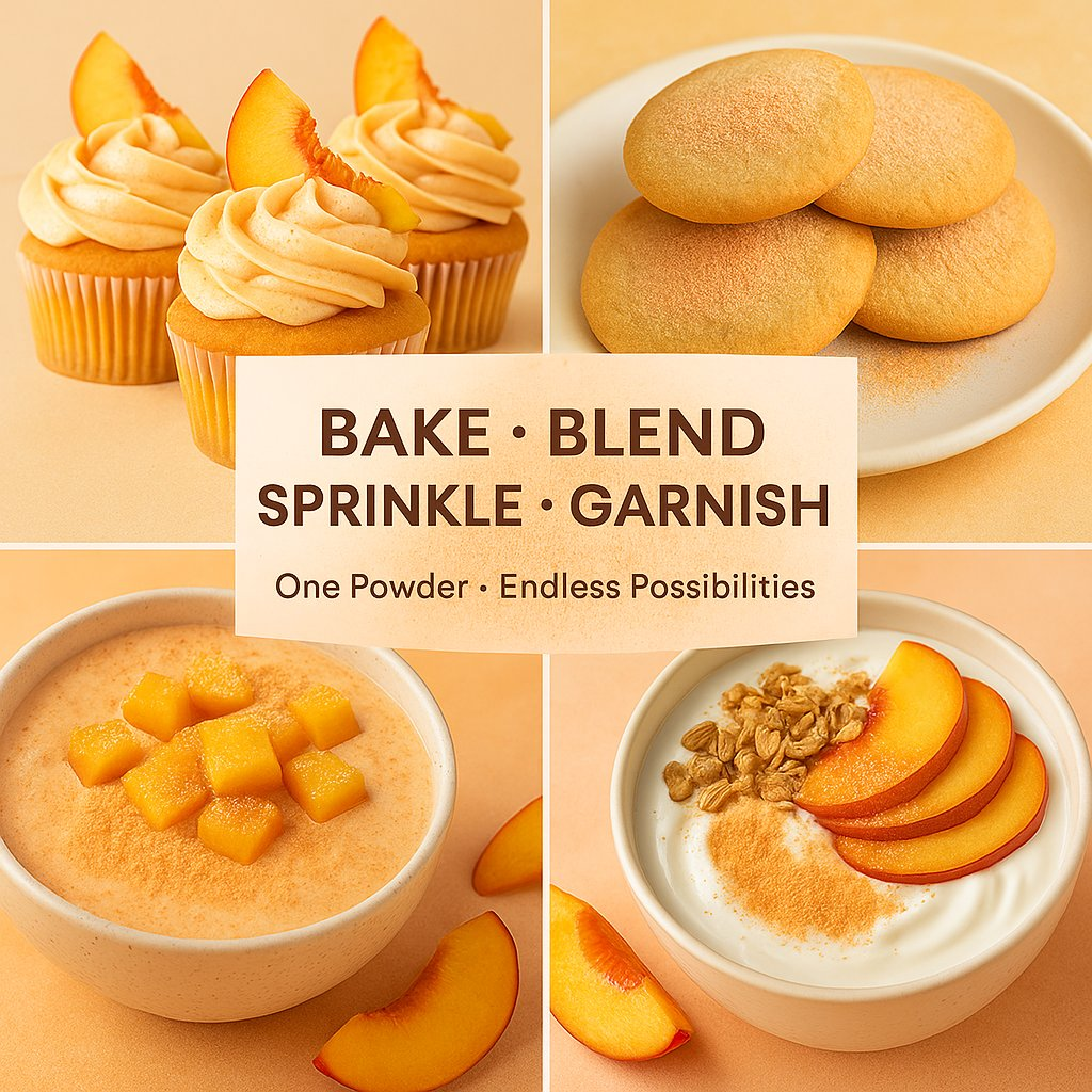 peach fruit powder pure natural fruit powder for smoothies baking beverages juices tea diy recipes vegan gluten free no added sugar 150 gm