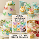 Thumbnail for multicolor pack of 56 edible wafer paper butterflies