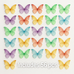 Thumbnail for multicolor pack of 56 edible wafer paper butterflies