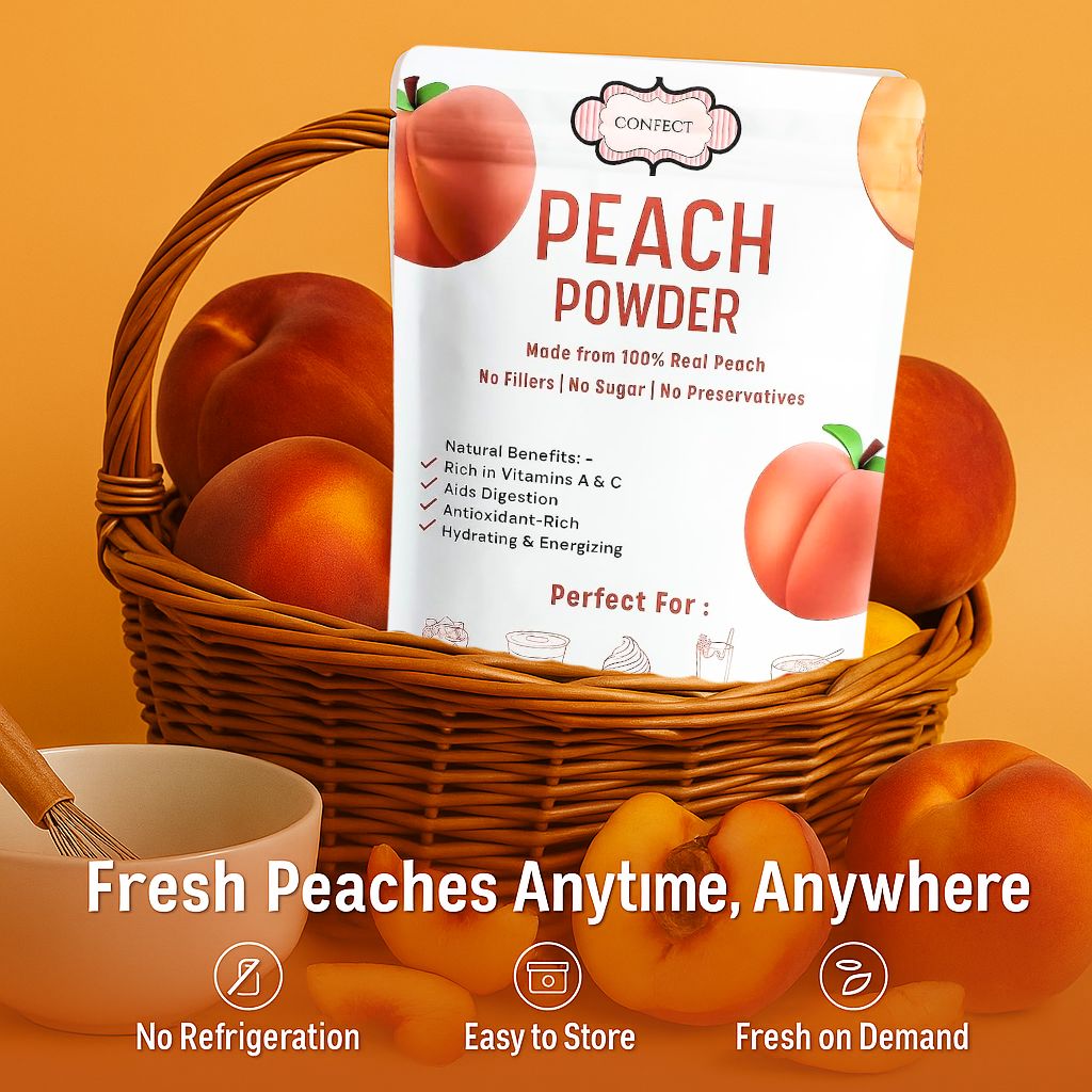 peach fruit powder pure natural fruit powder for smoothies baking beverages juices tea diy recipes vegan gluten free no added sugar 150 gm