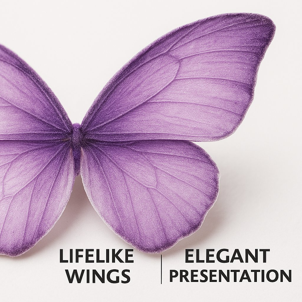 purple pack of 56 edible wafer paper butterflies