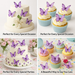Thumbnail for purple pack of 56 edible wafer paper butterflies