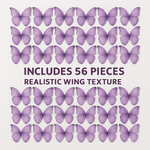 Thumbnail for purple pack of 56 edible wafer paper butterflies